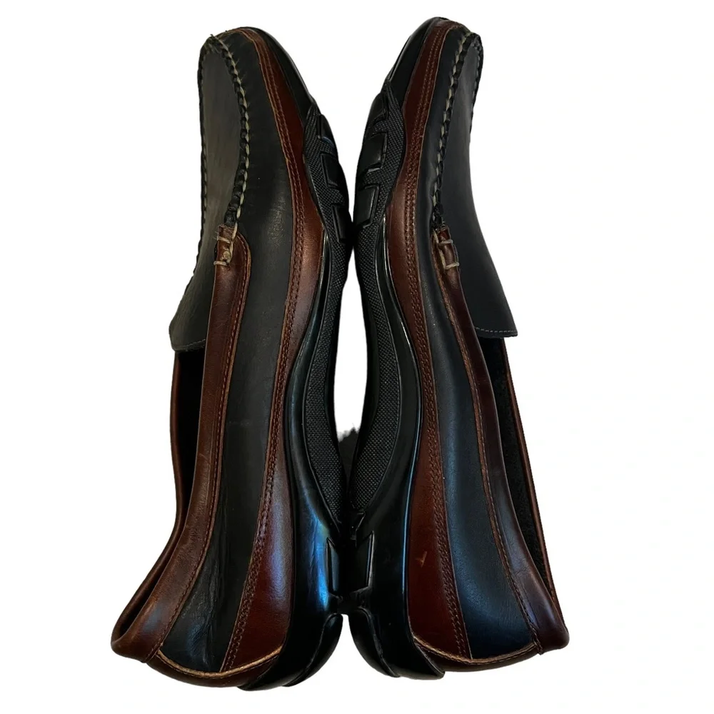 Allen Edmonds Two-Tone Black and Brown Leather Slip-On Loafer